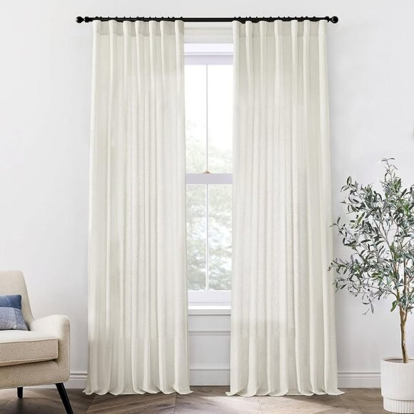 Linen Curtains (50"W x 108"L) 2 panels living room bedroom - Picture 1 of 7